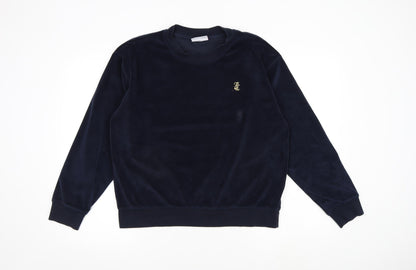 Additional front view of Juicy Couture women’s blue polyester pullover sweatshirt, size M, pullover