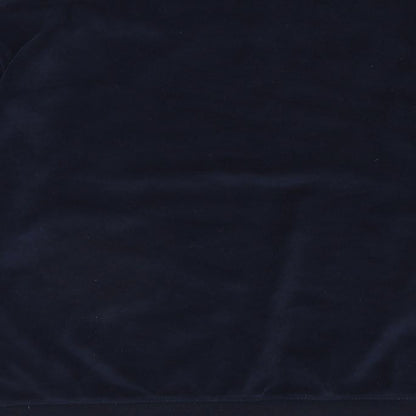 Brand and care label for Juicy Couture women’s blue polyester pullover sweatshirt, size M, pullover