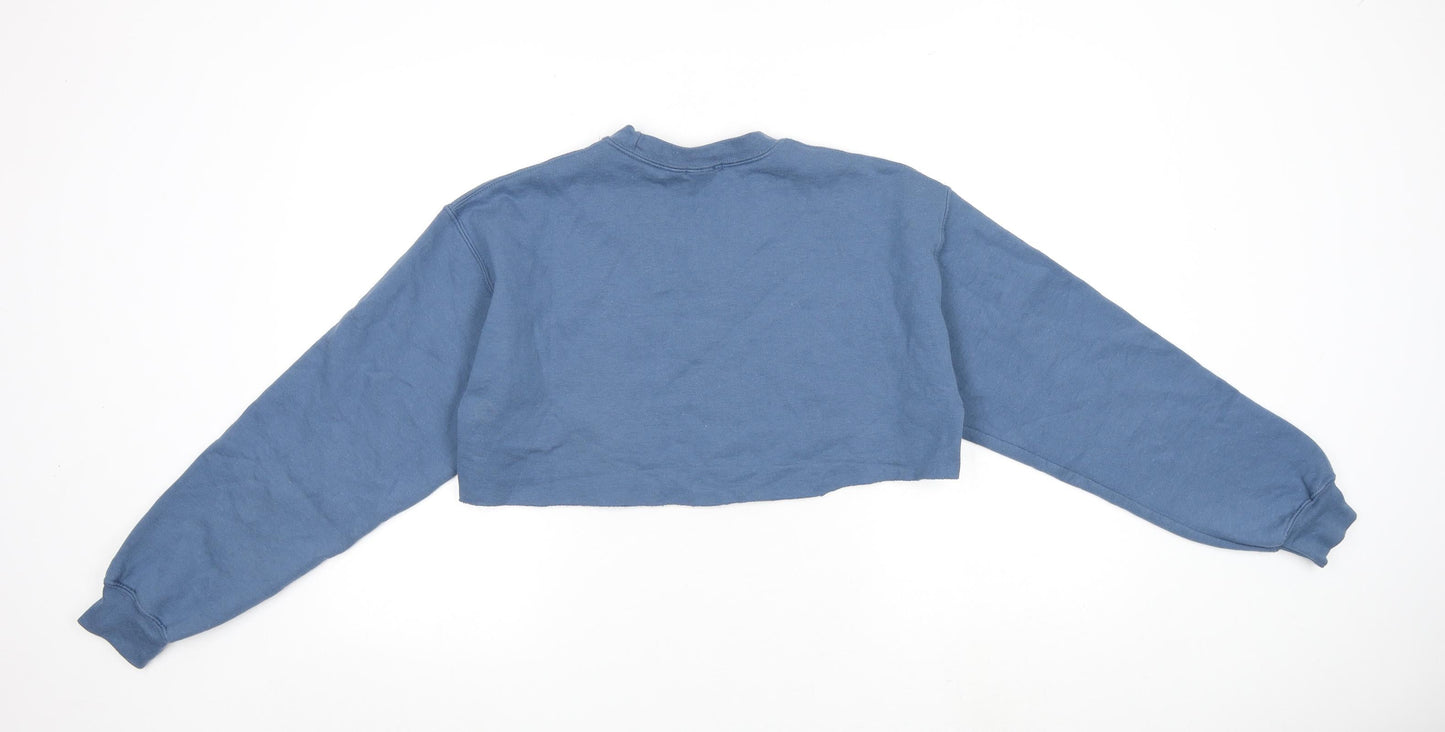 PRETTYLITTLETHING Womens Blue Cotton Pullover Sweatshirt Size M Pullover