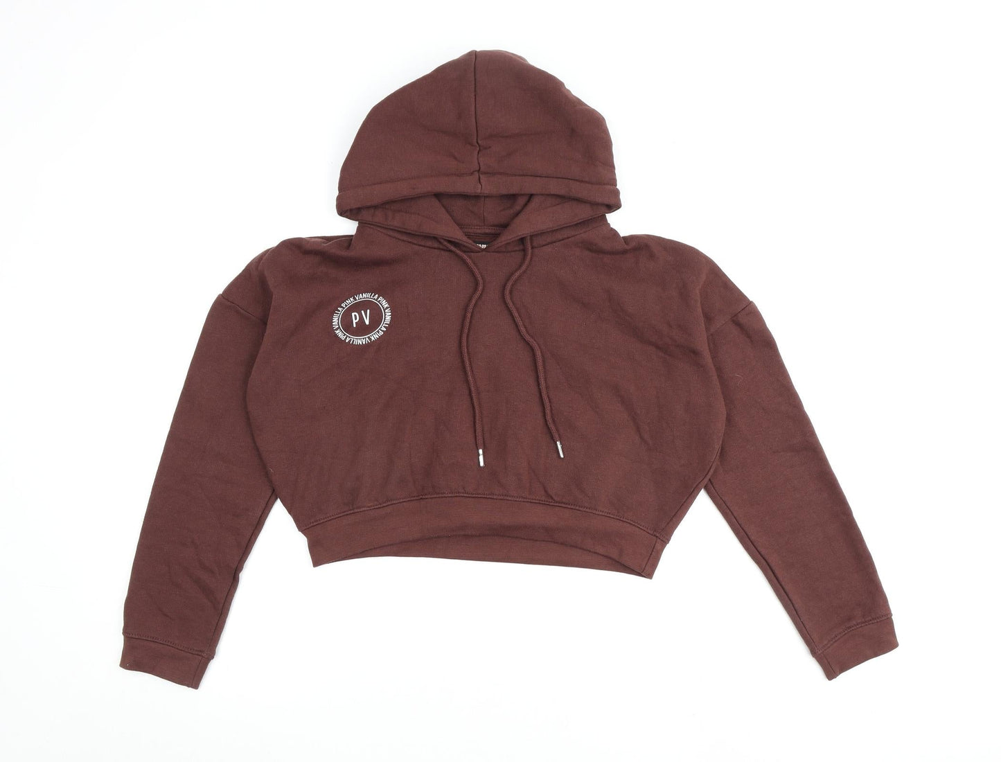 Pink Vanilla Womens Brown Cotton Pullover Hoodie Size S Pullover