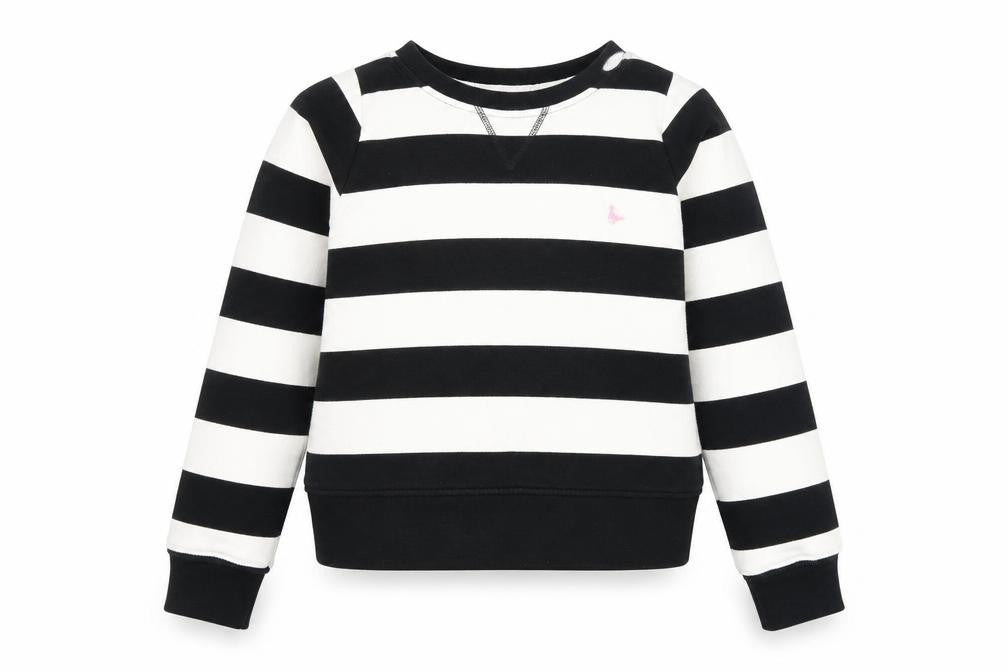 Jack Wills Womens Black Striped 100% Cotton Pullover Sweatshirt Size 10 Pullover