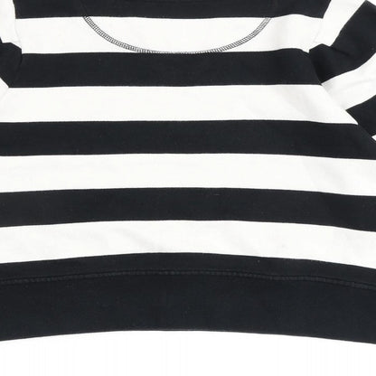 Jack Wills Womens Black Striped 100% Cotton Pullover Sweatshirt Size 10 Pullover