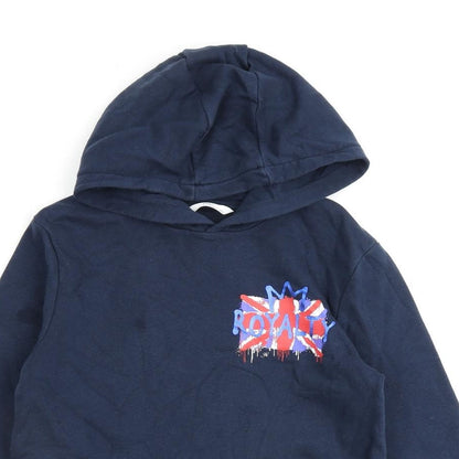 Marks & Spencer Girls Blue Cotton Pullover Hoodie Size 11-12 Years Pullover