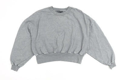 Additional front view of ASOS women’s grey cotton pullover sweatshirt, size UK 6, pullover