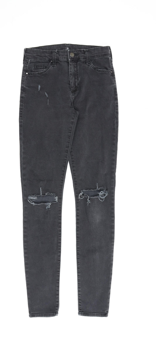 Topshop Womens Grey Cotton Skinny Jeans Size 26 in L34 in Regular Zip