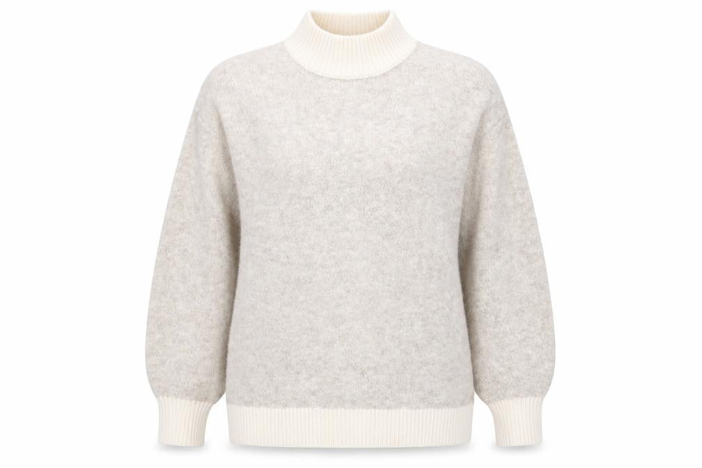 Marks & Spencer Womens Beige Mock Neck Acrylic Pullover Jumper Size L