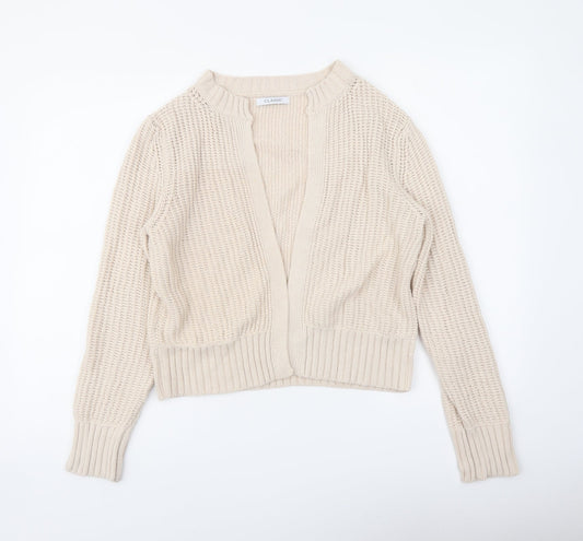 Classic Womens Beige V-Neck Cotton Cape Jumper Size 10