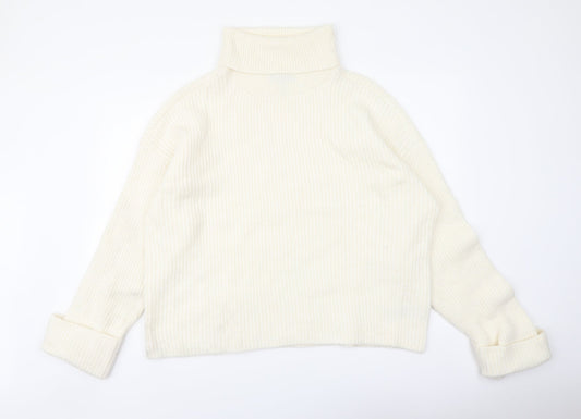 Marks and Spencer Womens Ivory Roll Neck Polyamide Pullover Jumper Size XL