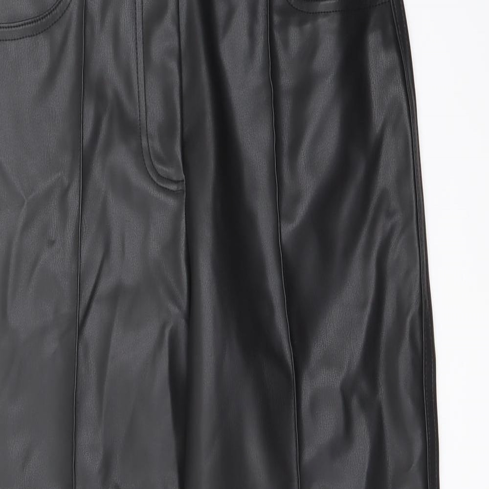 Marks and Spencer Womens Black Polyester Trousers Size 10 L24 in Regular Button