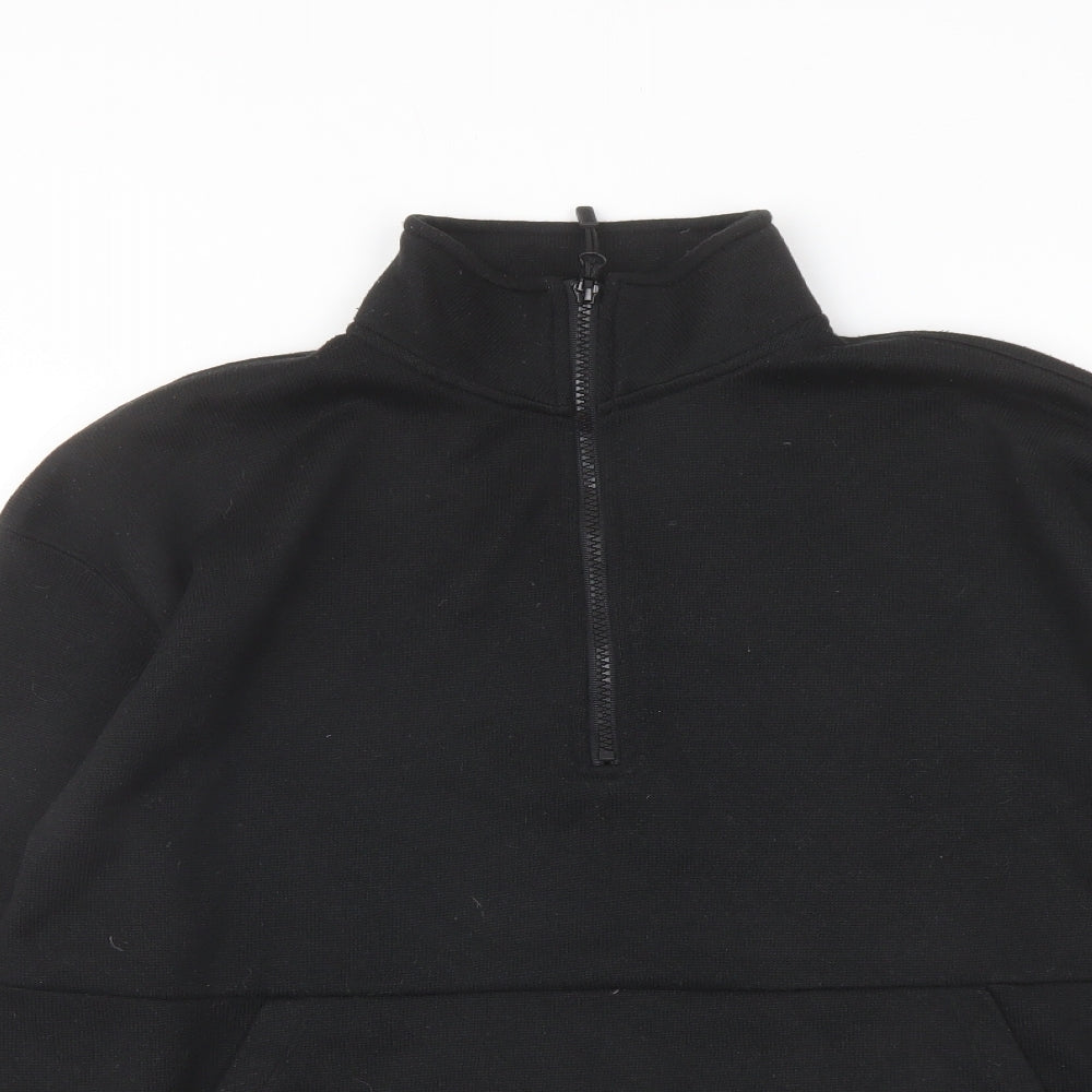PINK Womens Black Polyester Pullover Sweatshirt Size S Zip