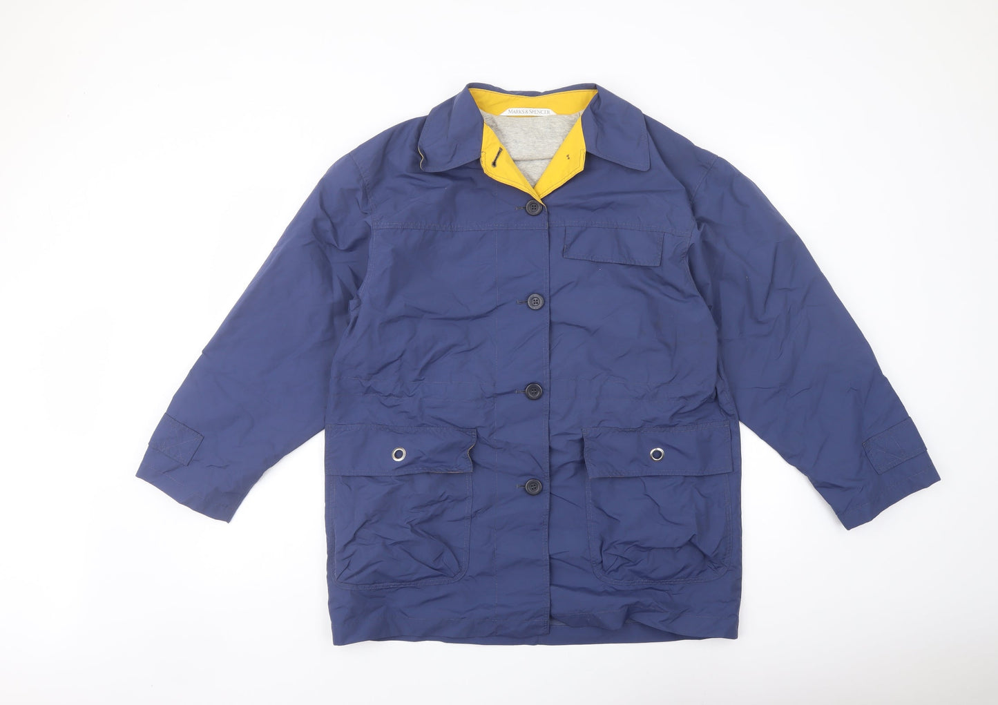 Marks and Spencer Womens Blue Jacket Coat Size 8 Button