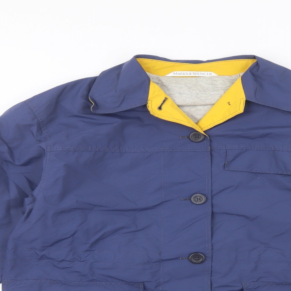Marks and Spencer Womens Blue Jacket Coat Size 8 Button