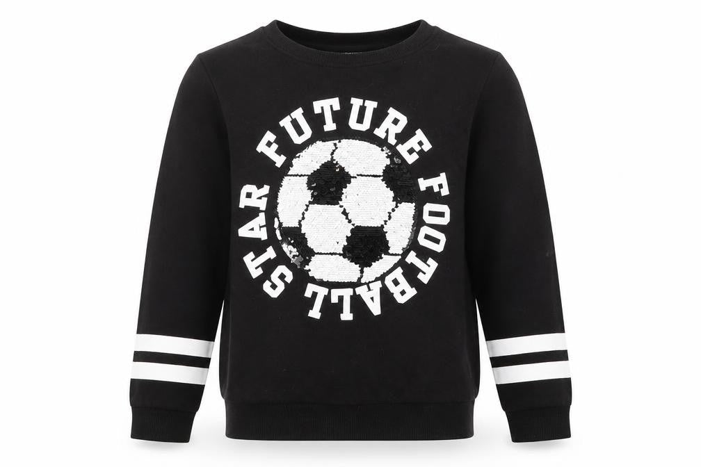 H&M Girls Black Cotton Pullover Sweatshirt Size 9-10 Years Pullover