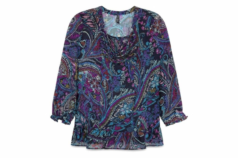 Marks & Spencer Womens Multicoloured Geometric Polyester A-Line Size 16 V-Neck Tie - Sheer, Paisley
