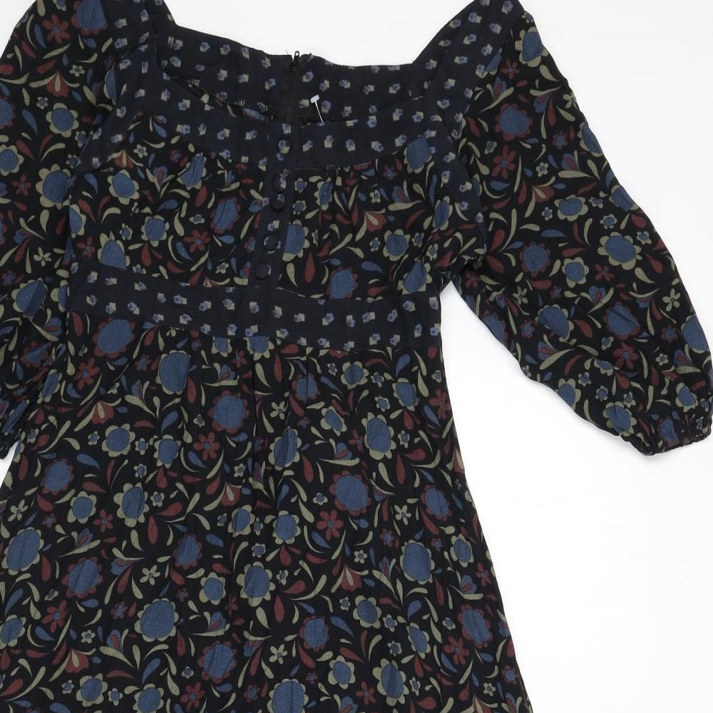 Topshop Womens Multicoloured Floral Viscose A-Line Size 8 Off the Shoulder Zip