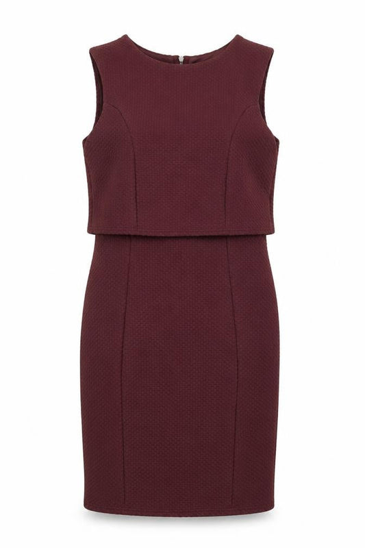 Miss Selfridge Womens Red Check Polyester Pencil Dress Size 12 Round Neck Zip