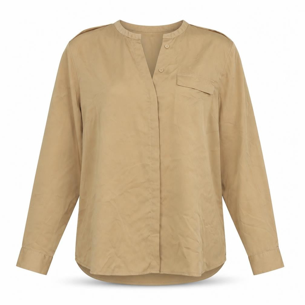 Limited Edition Womens Brown Polyester Basic Button-Up Size 14 V-Neck