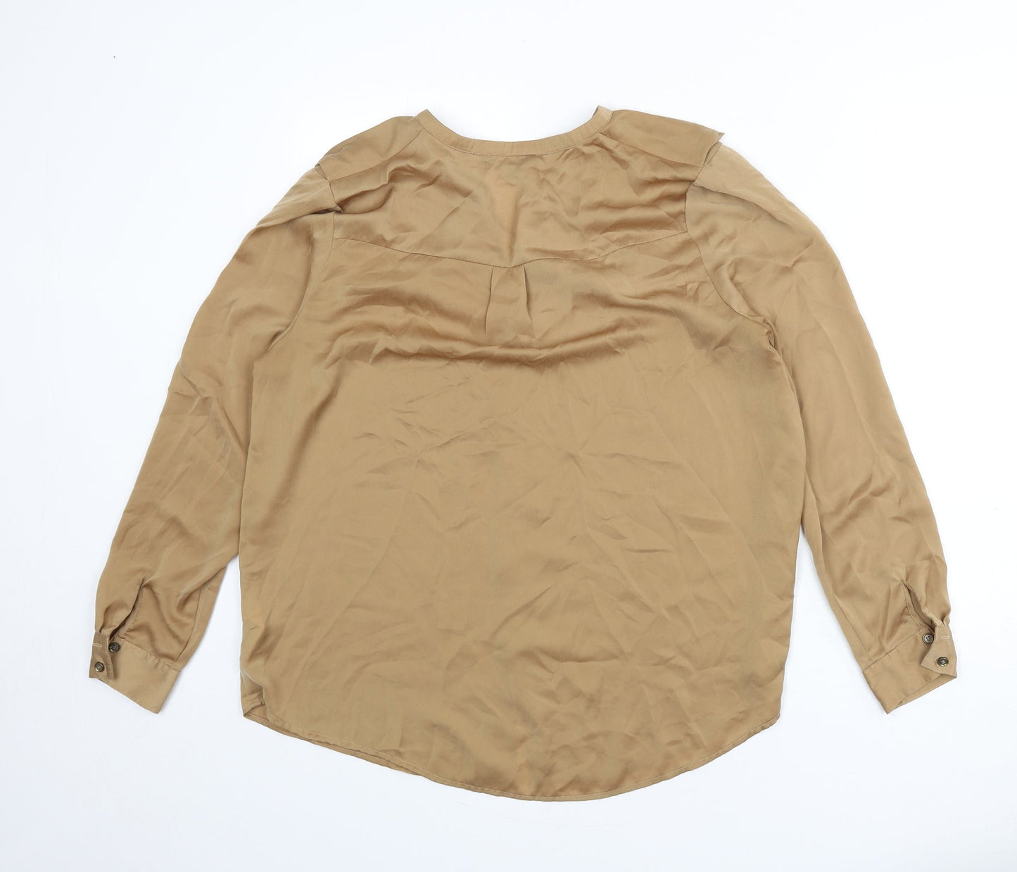 Limited Edition Womens Brown Polyester Basic Button-Up Size 14 V-Neck