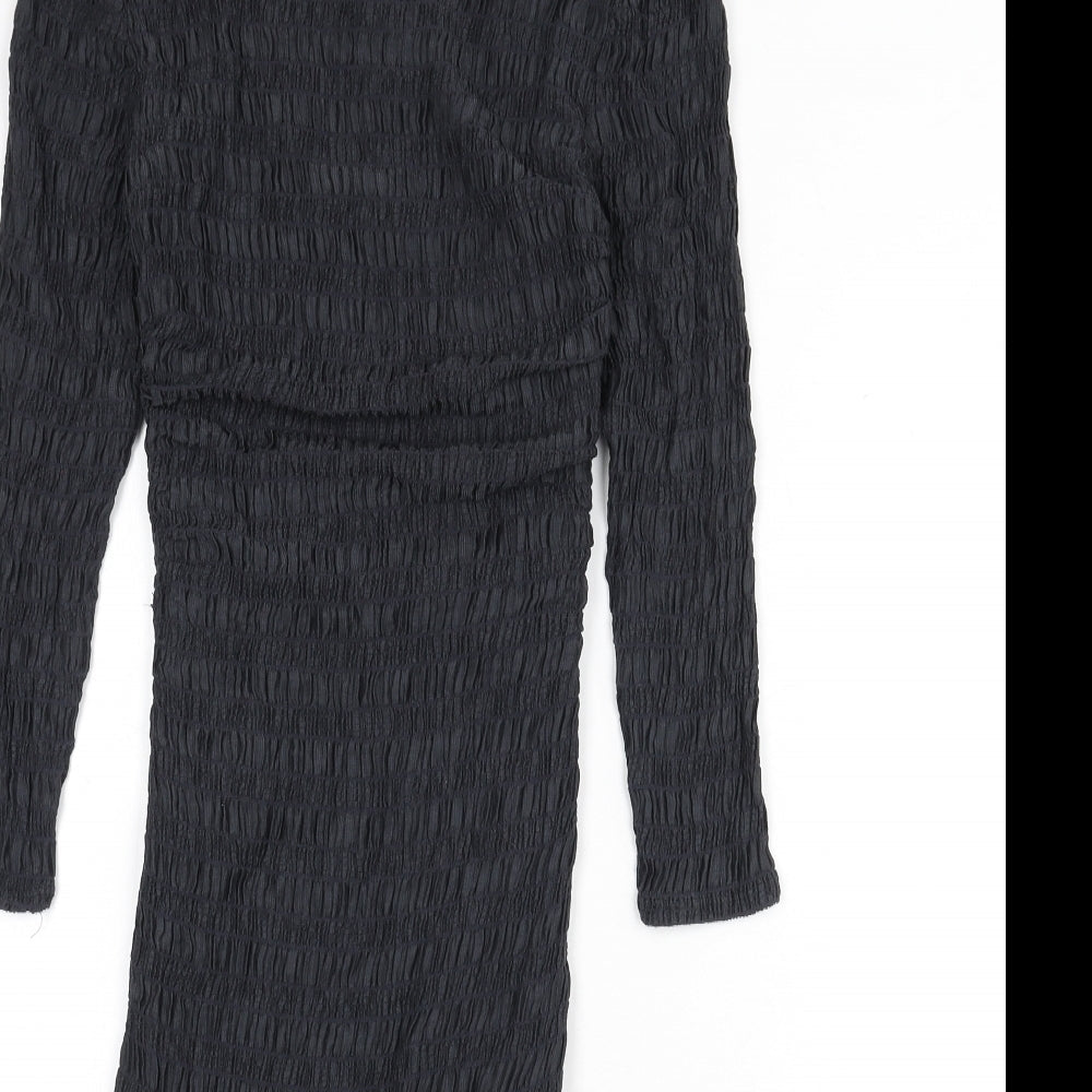 Phase Eight Womens Grey Lyocell Bodycon Size 8 Boat Neck Zip - Shirred