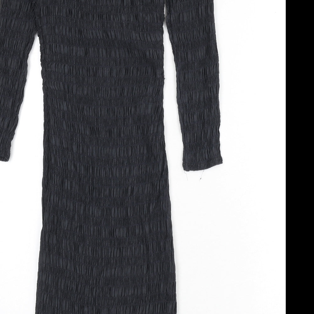 Phase Eight Womens Grey Lyocell Bodycon Size 8 Boat Neck Zip - Shirred