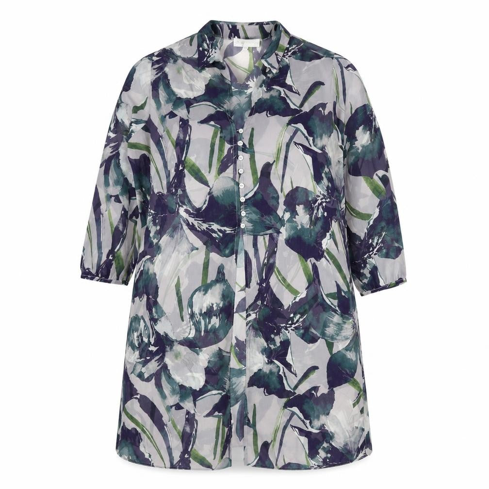 RJR.John Rocha Womens Multicoloured Geometric Polyester Tunic Blouse Size 16 Collared - Sheer