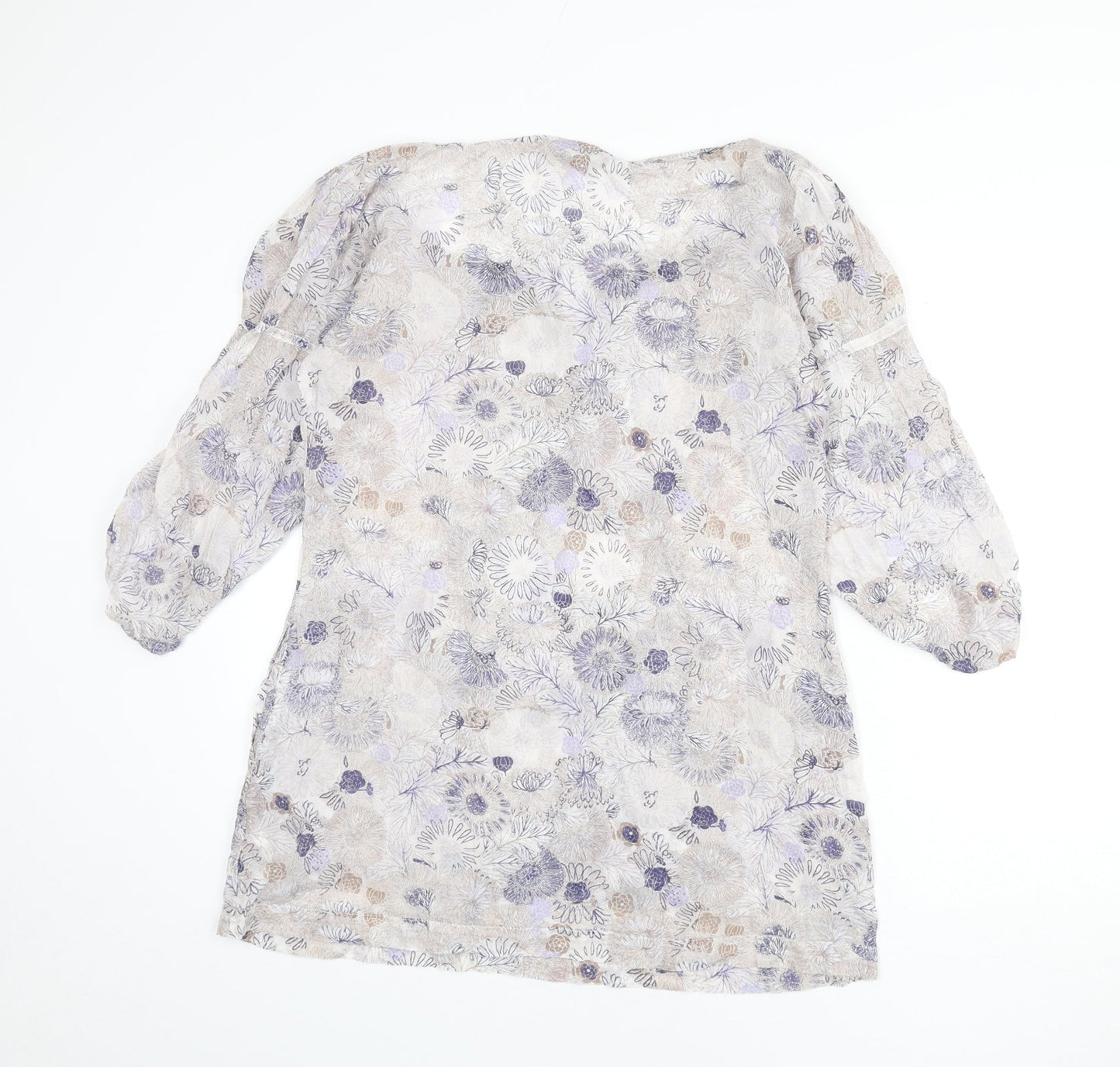 Part Two Womens Multicoloured Geometric 100% Cotton Tunic Blouse Size 10 Boat Neck