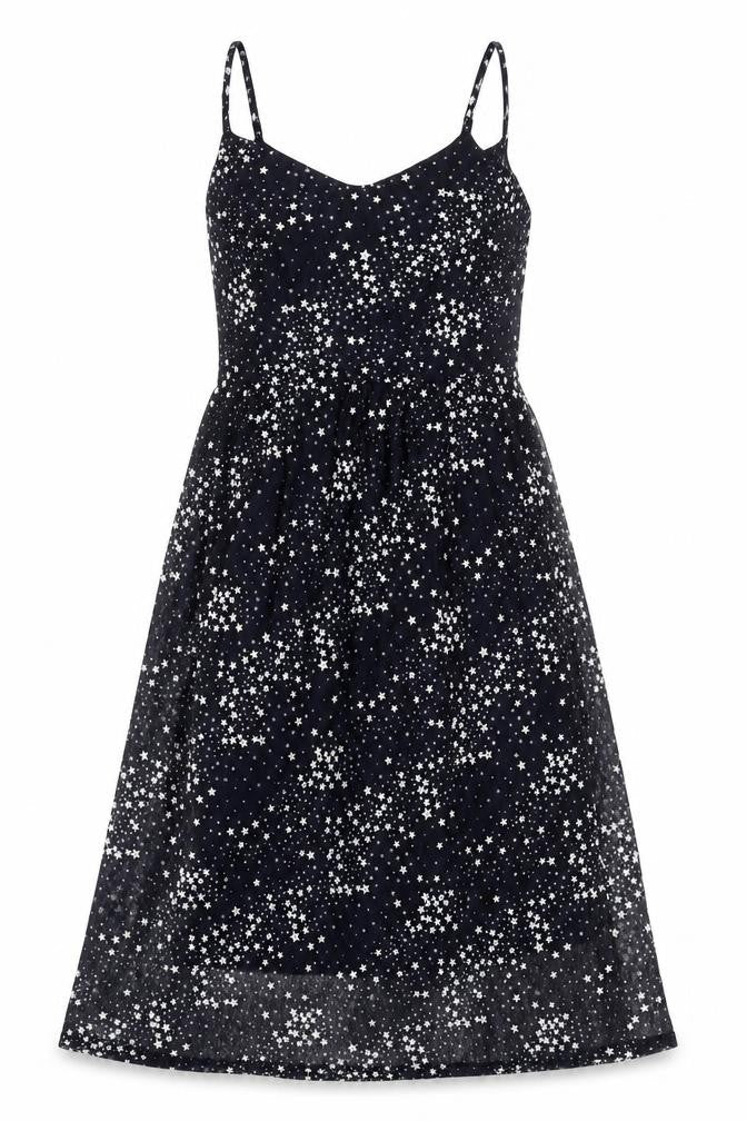 TFNC Womens Blue Geometric Polyester A-Line Size M Scoop Neck Pullover - Star Print