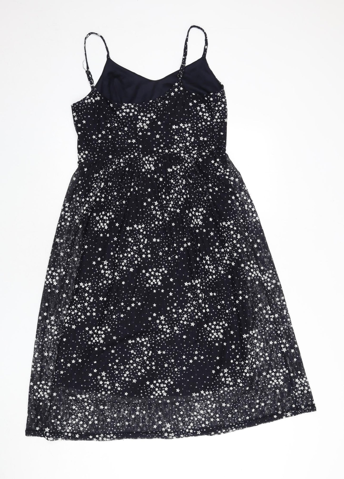 TFNC Womens Blue Geometric Polyester A-Line Size M Scoop Neck Pullover - Star Print