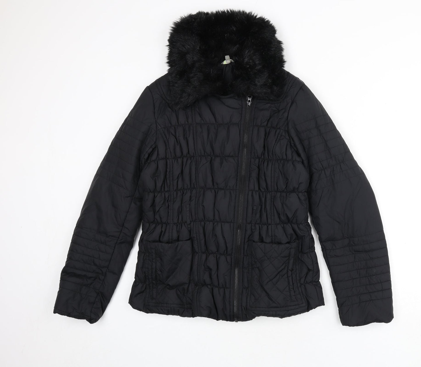 Marks and Spencer Womens Black Puffer Jacket Coat Size 12 Zip