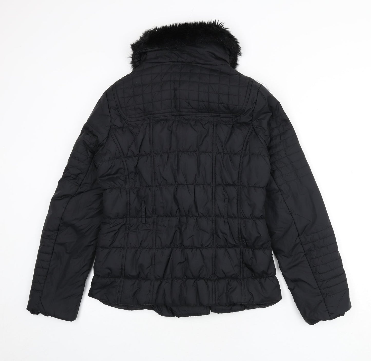 Marks and Spencer Womens Black Puffer Jacket Coat Size 12 Zip