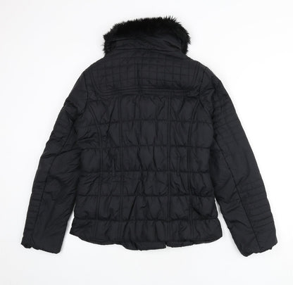 Marks & Spencer Womens Black Puffer Jacket Coat Size 12 Zip