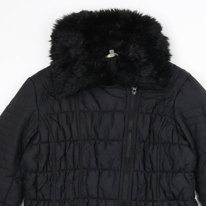 Marks & Spencer Womens Black Puffer Jacket Coat Size 12 Zip