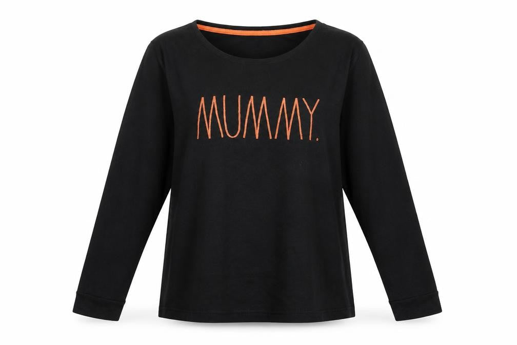 Rae Dunn Womens Black Round Neck Polyester Pullover Jumper Size L - Mummy