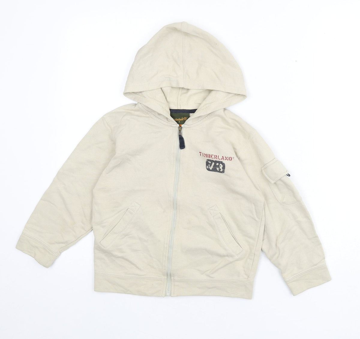 Timberland Boys Beige 100% Cotton Full Zip Hoodie Size 6 Years Zip