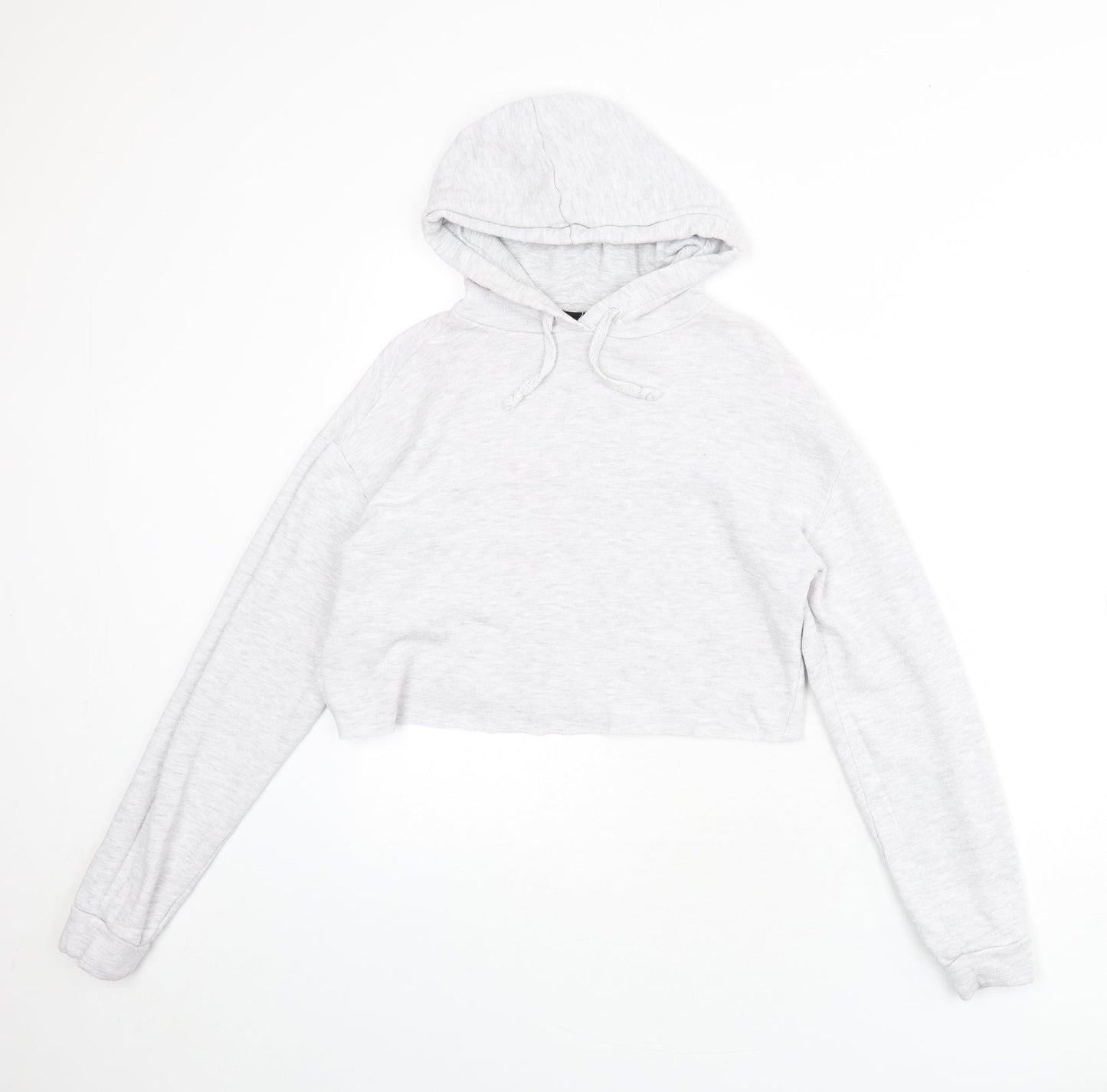 Topshop Womens Grey Cotton Pullover Hoodie Size 6 Pullover - Cropped