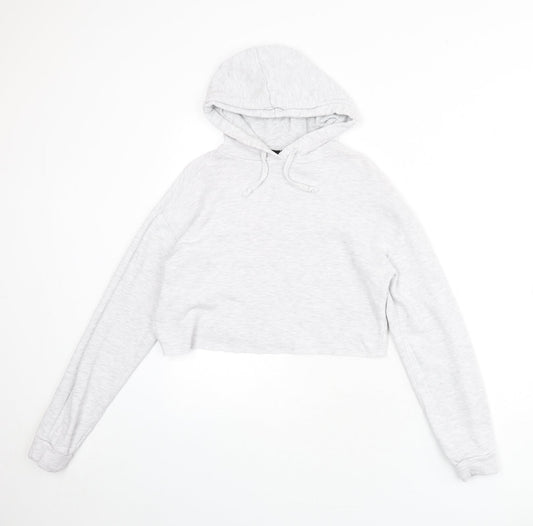 Topshop Womens Grey Cotton Pullover Hoodie Size 6 Pullover - Cropped