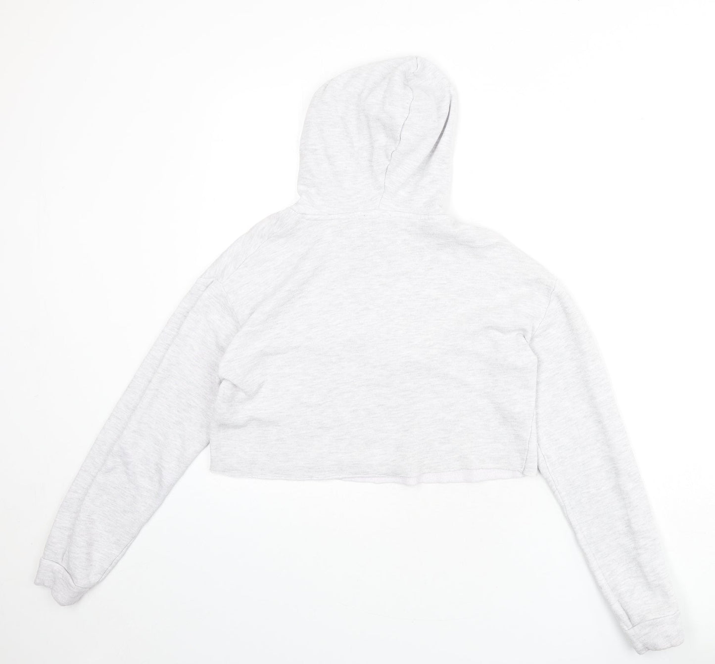 Topshop Womens Grey Cotton Pullover Hoodie Size 6 Pullover - Cropped