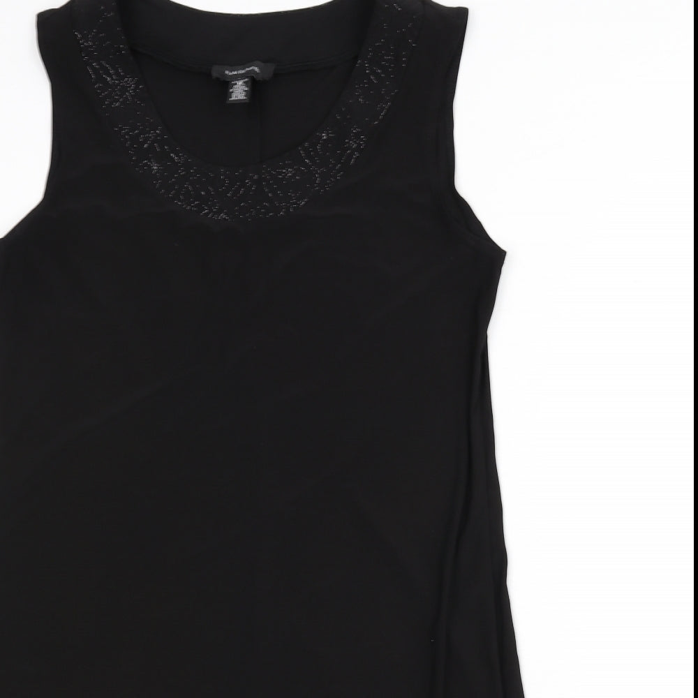 R&M Richards Womens Black Polyester A-Line Size 12 Scoop Neck Pullover - Floral Detail
