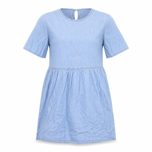 Divided by H&M Womens Blue Cotton T-Shirt Dress Size 3XS Round Neck Button