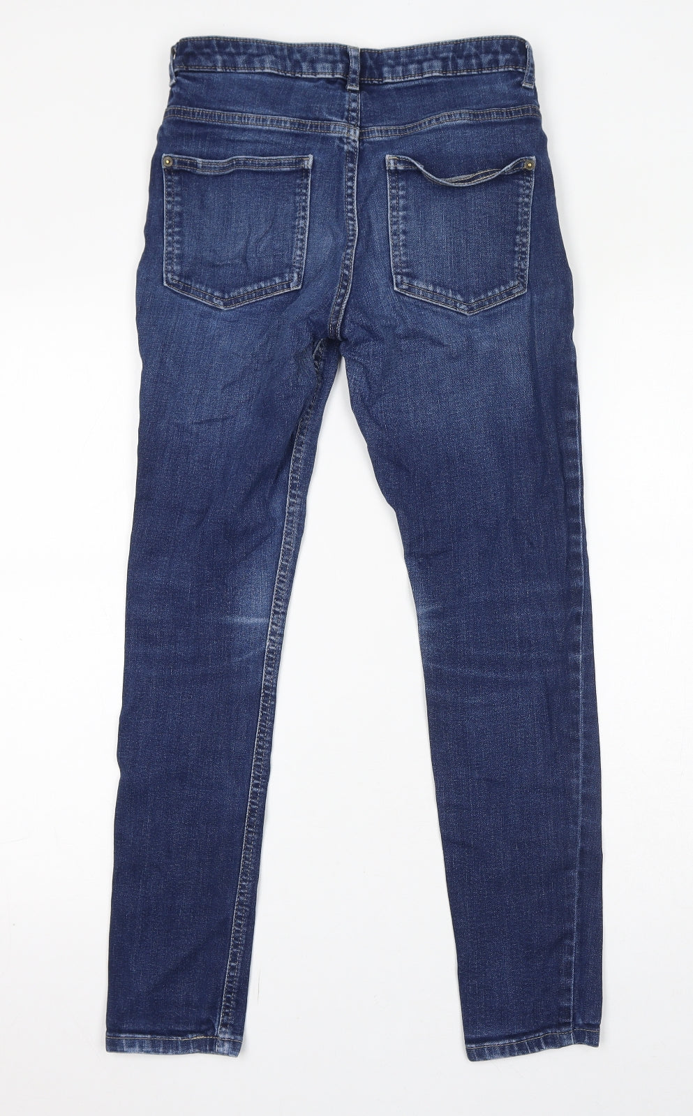 Marks and Spencer Womens Blue Cotton Skinny Jeans Size 8 L28 in Regular Zip
