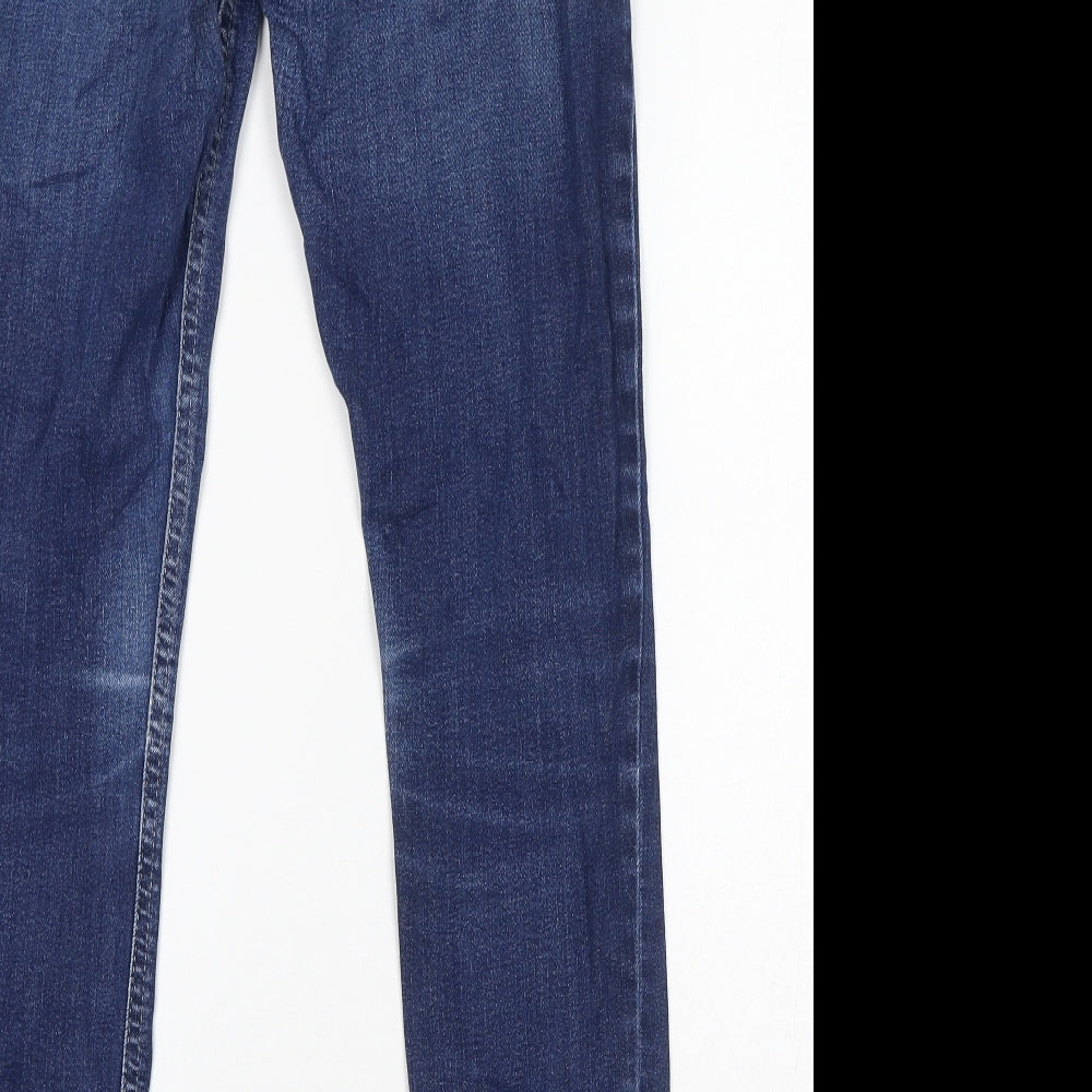 Marks and Spencer Womens Blue Cotton Skinny Jeans Size 8 L28 in Regular Zip