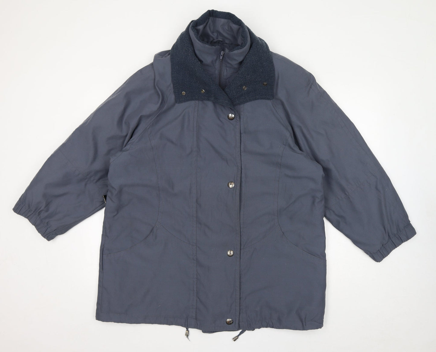St Michael Womens Blue Windbreaker Coat Size 14 Zip - Vintage