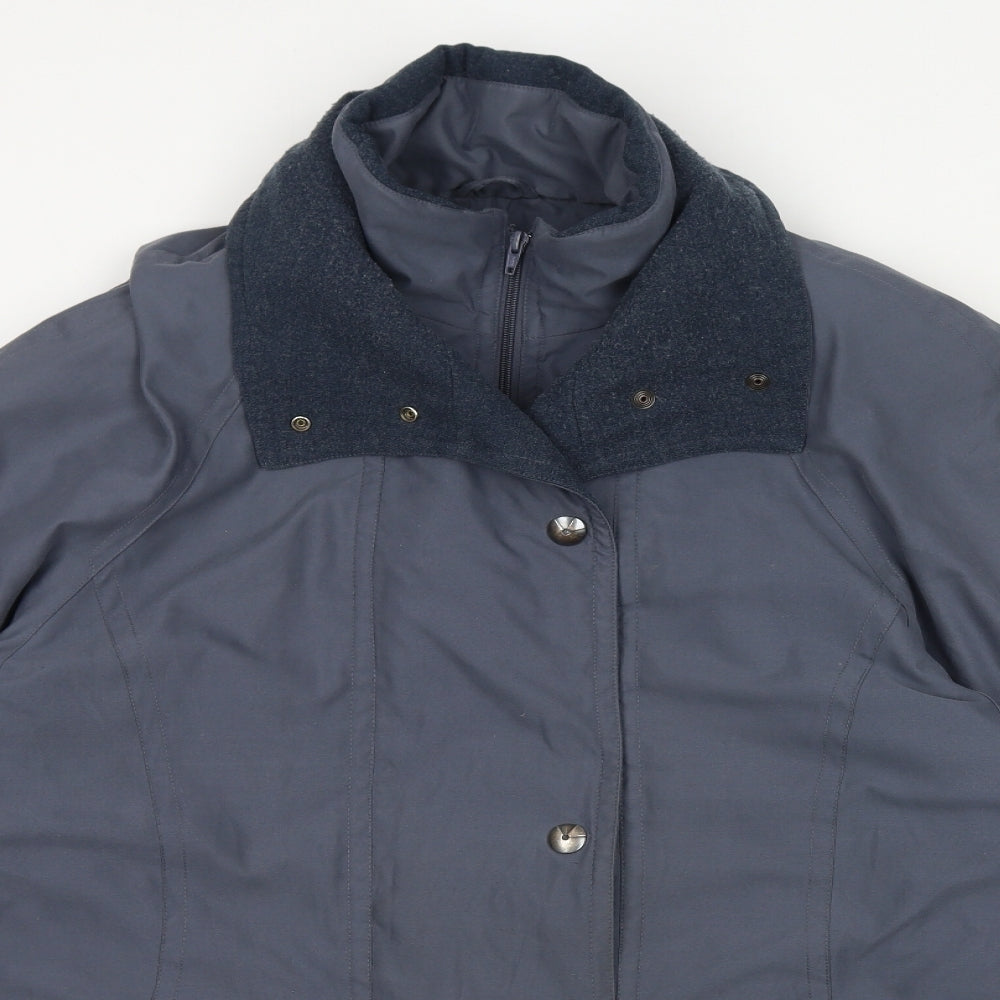 St Michael Womens Blue Windbreaker Coat Size 14 Zip - Vintage
