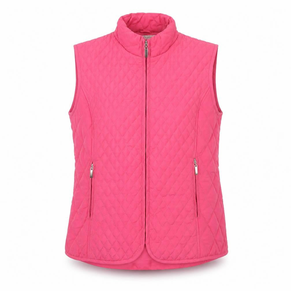 The Cotton Shirt Company Womens Pink Gilet Jacket Size L Zip - Quilted