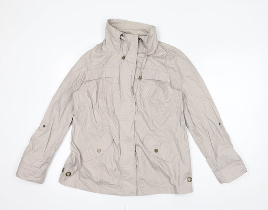 DASH Womens Beige Windbreaker Jacket Size 12 Zip