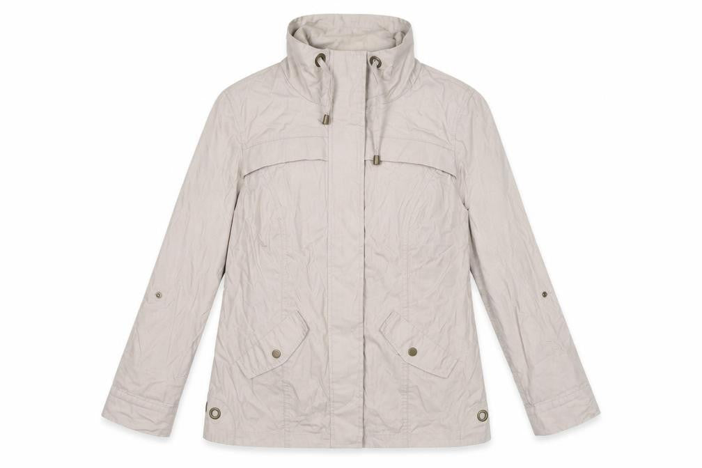 DASH Womens Beige Windbreaker Jacket Size 12 Zip