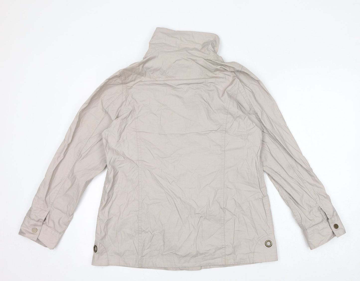 DASH Womens Beige Windbreaker Jacket Size 12 Zip