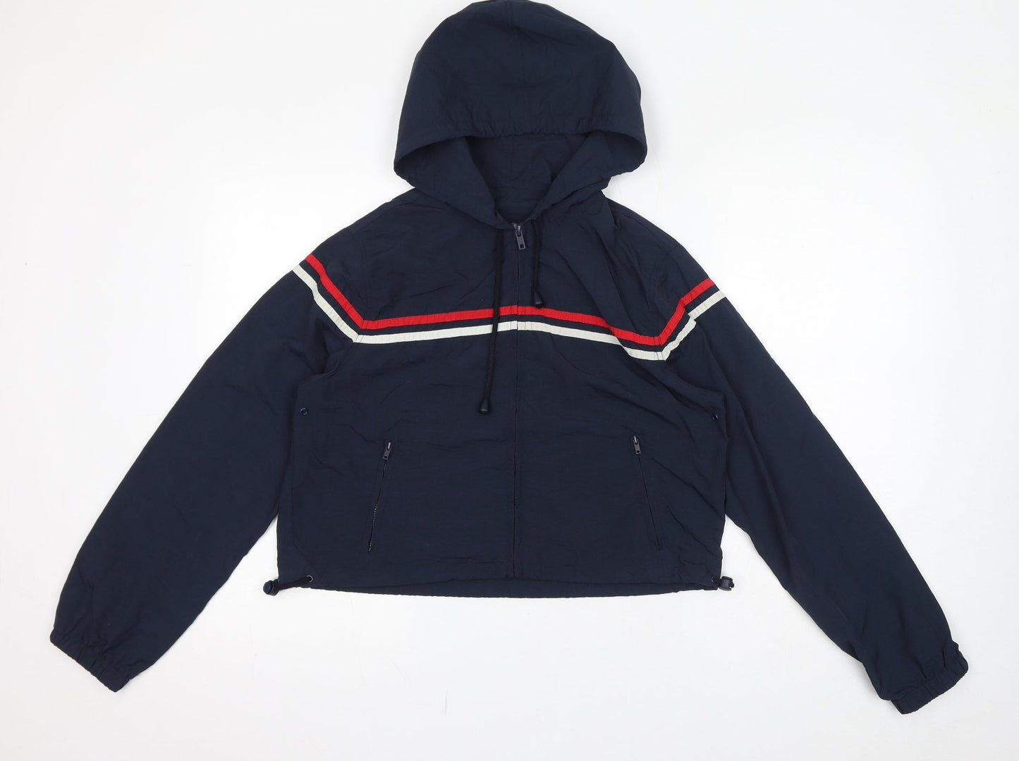 J. Galt Womens Blue Windbreaker Jacket Size S Zip - Hooded