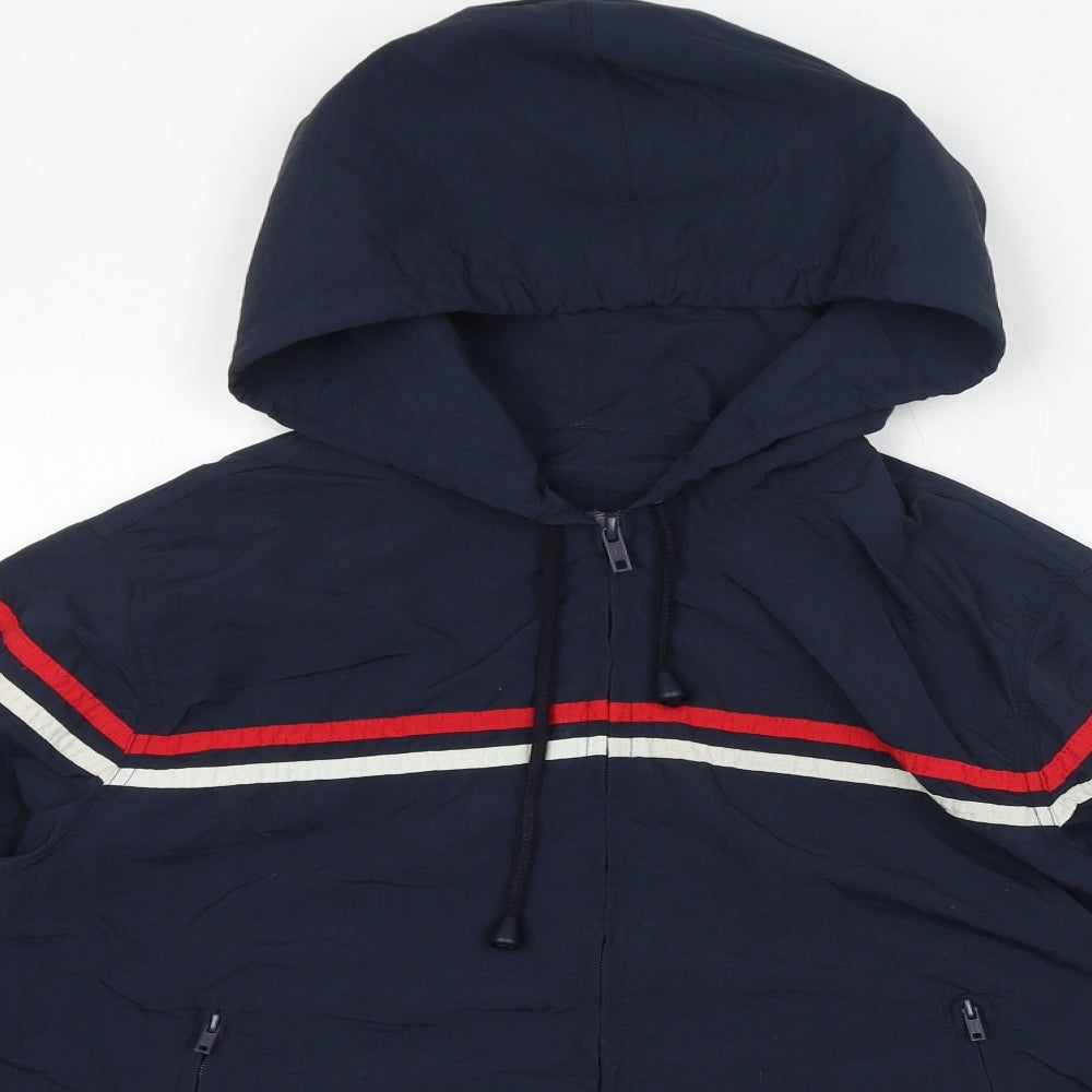 J. Galt Womens Blue Windbreaker Jacket Size S Zip - Hooded