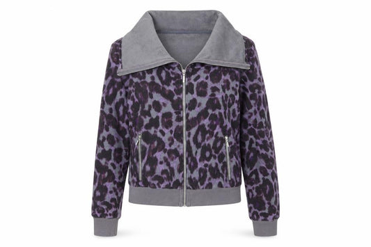 Marks and Spencer Womens Pink Animal Print Cotton Full Zip Sweatshirt Size 10 Zip - Zip Pockets, Fleece Lined